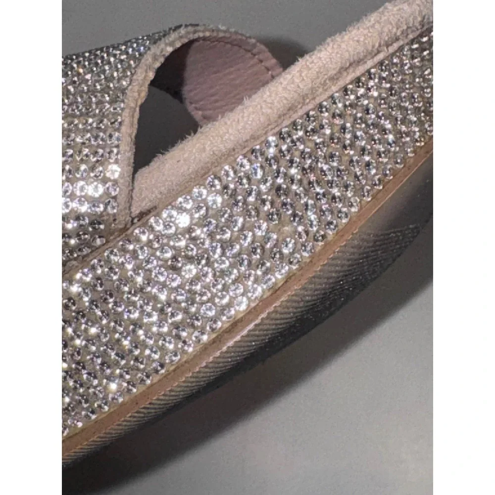 Madden Girl HOCO Siren-R Rhinestone Platform Block Heels Champagne Womens 6.5M